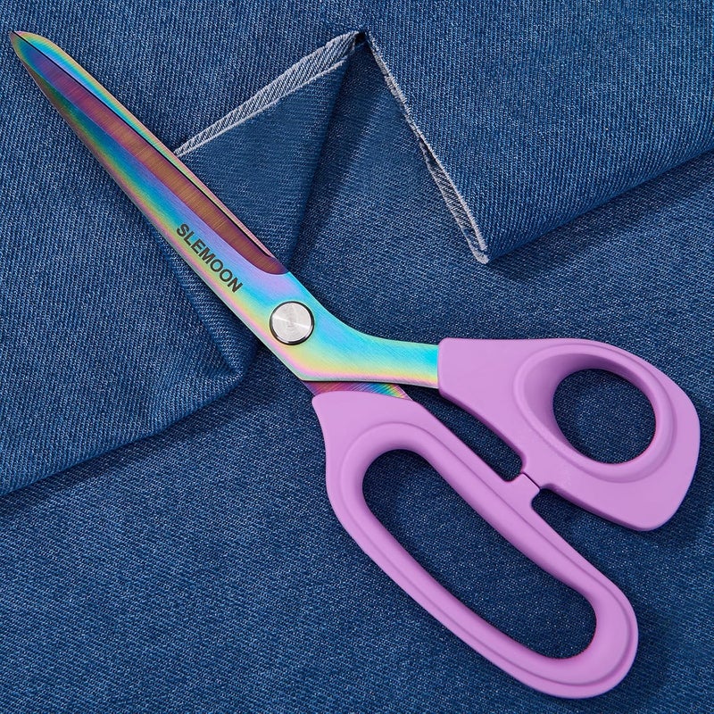 SLEMOON 10-Inch Scissors All Purpose - Sharp and Colorful Blades,Fabric, Leather, Craft Scissors with Soft Comfort Grip, Light Purple,Gift Idea for Sewing, Crafting, Office, Home - Image 4
